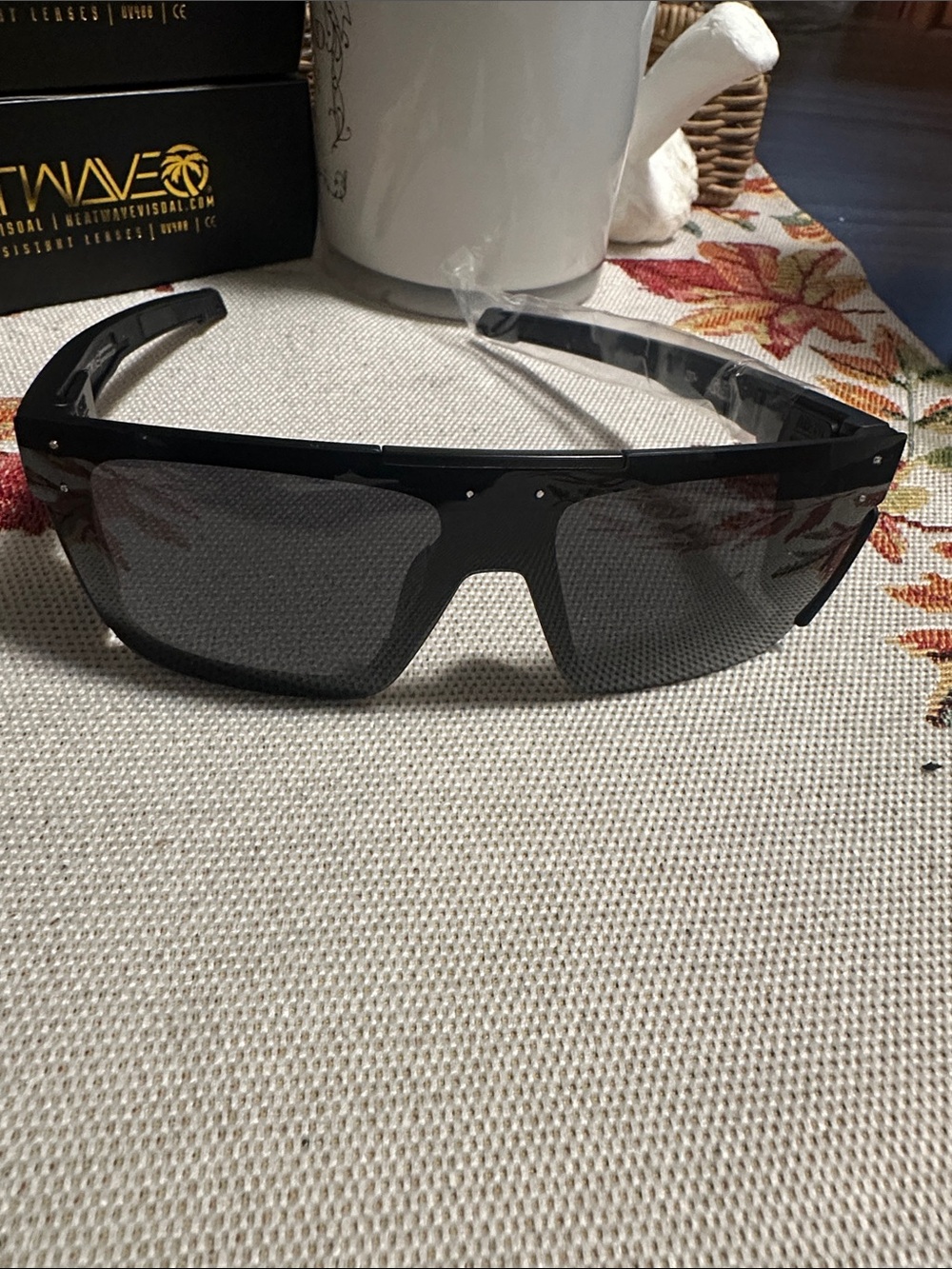 Men's Black Wrap Shield Sunglasses - Unbranded